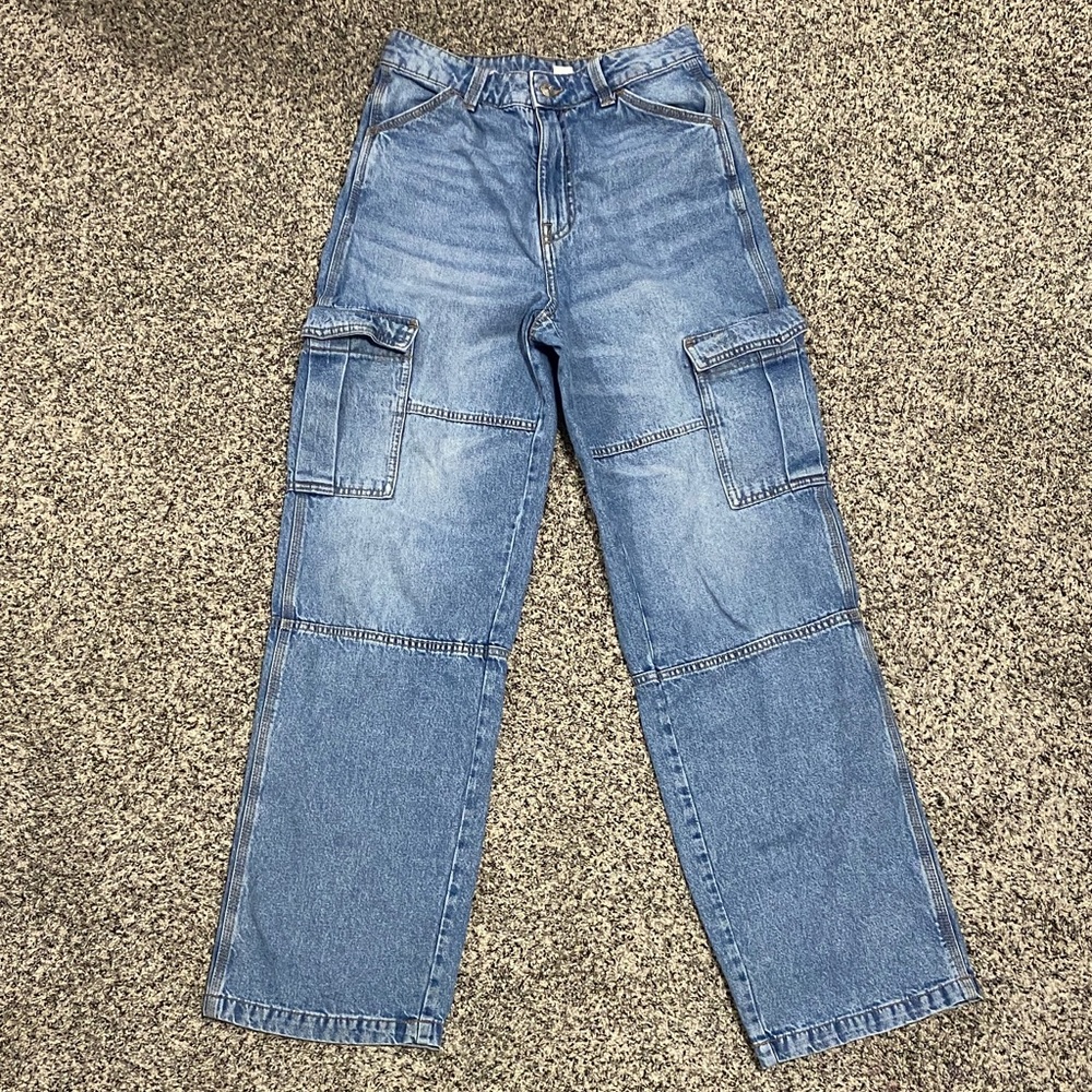 Women's Relaxed Blue Cargo Jeans